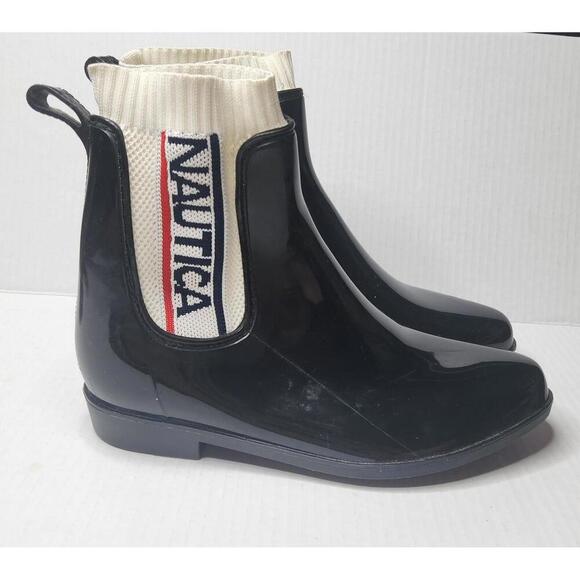 Nautica Boots Womens Size 9 Chelsea Rain Waterproof Pull On Ankle Rubber Shoes - Picture 1 of 8